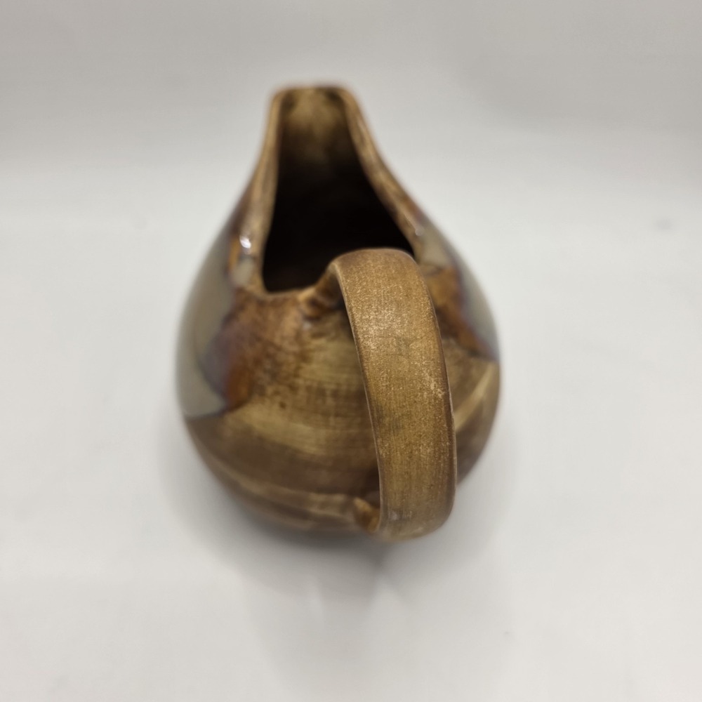 Rustic Pottery Creamer Pitcher Brown Reactive Glaze Cottagecore Farmhouse Decor - Picture 4 of 8